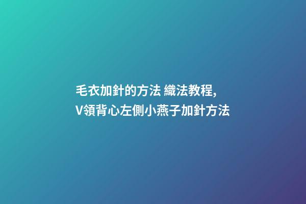 毛衣加針的方法 織法教程,V領背心左側小燕子加針方法-第1張-觀點-玄機派